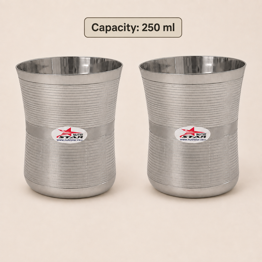 Nutristar stainless steel ribbed drinking glasses 250 ml