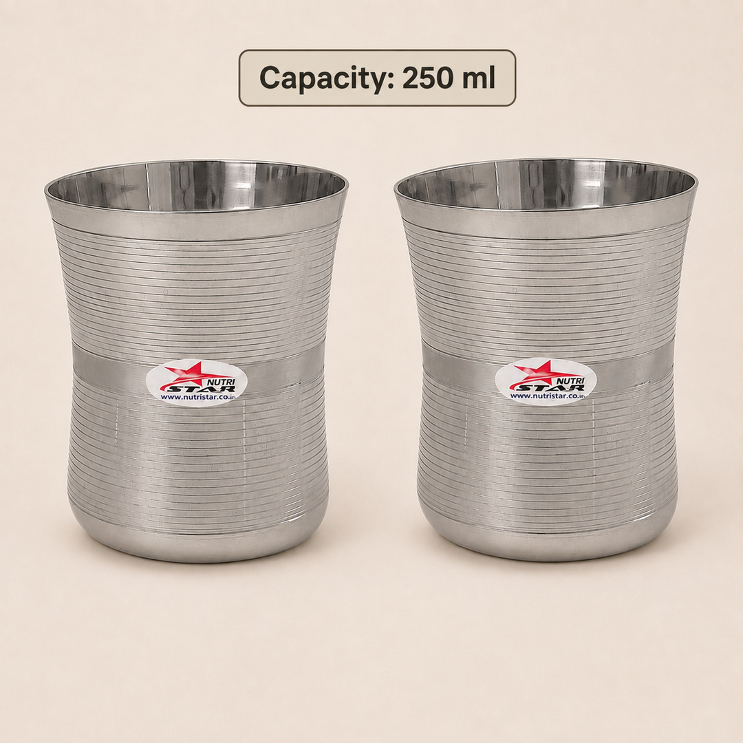 Nutristar stainless steel ribbed drinking glasses 250 ml