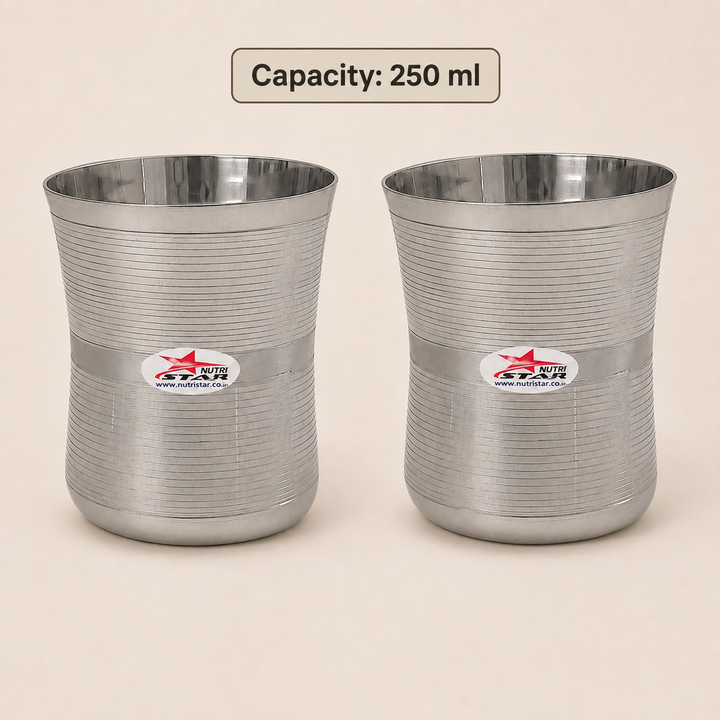 Nutristar stainless steel ribbed drinking glasses 250 ml