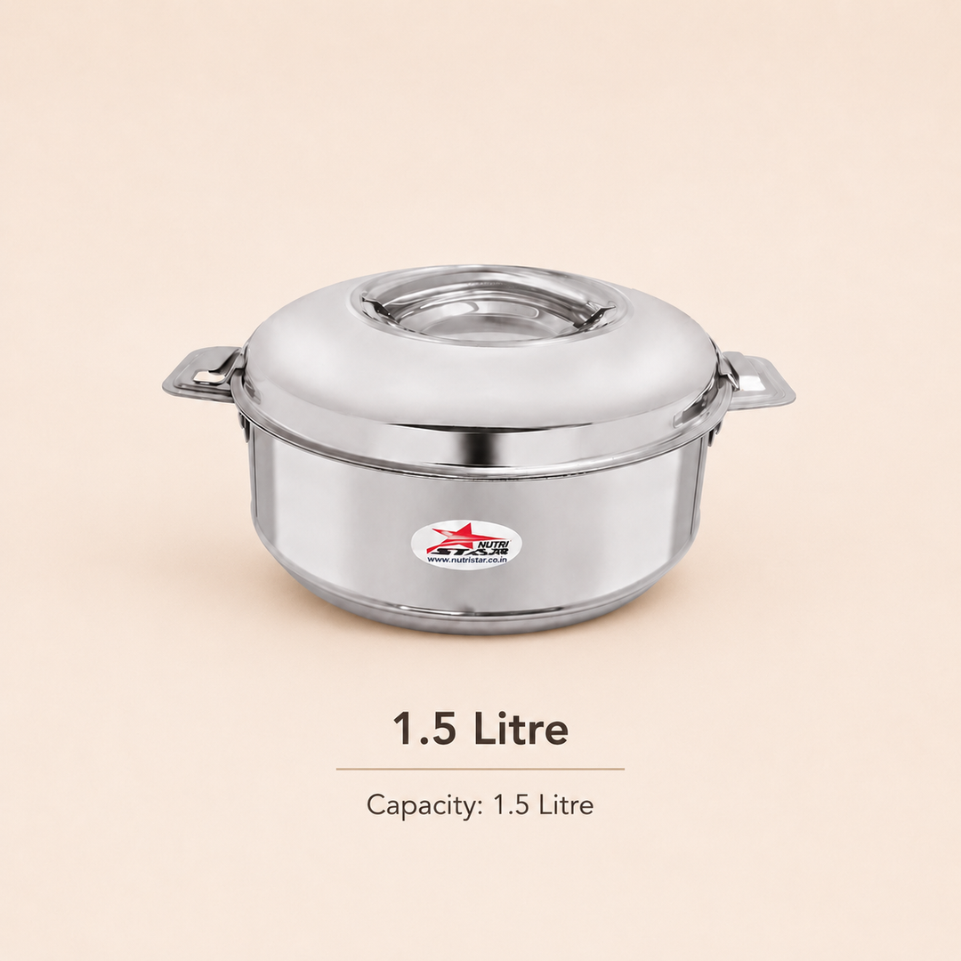 Nutristar stainless steel casserole set with lids and side handles 3 piece