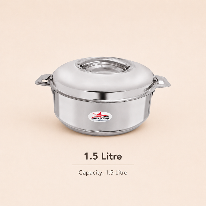 Nutristar stainless steel casserole set with lids and side handles 3 piece