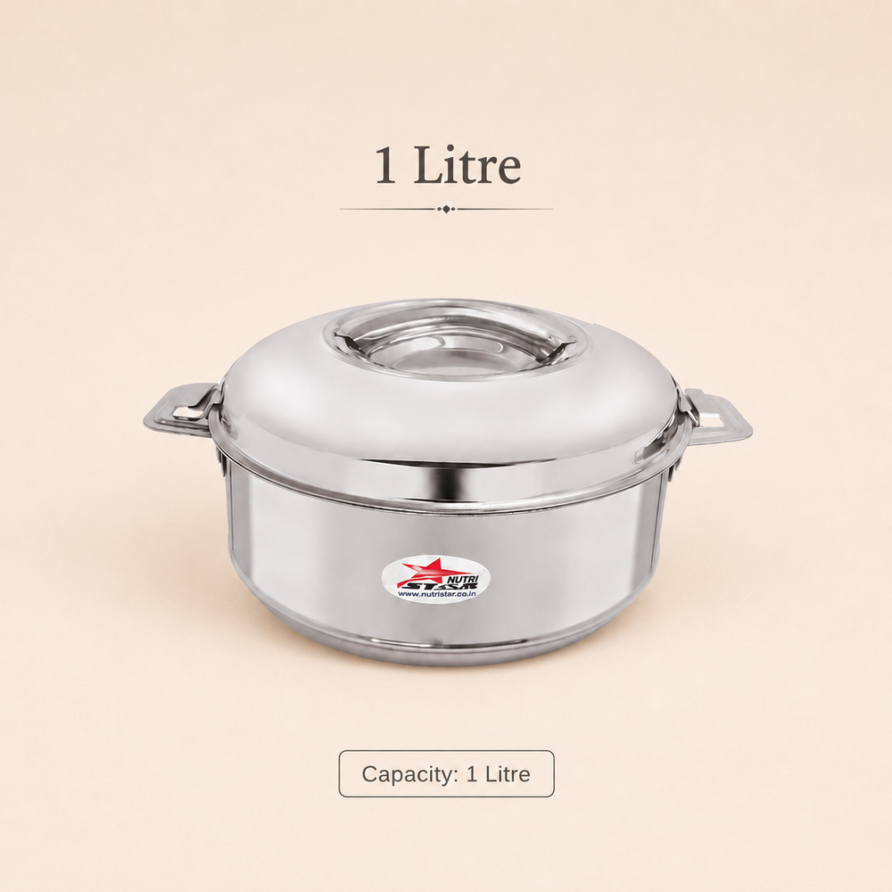 Nutristar stainless steel casserole set with lids and side handles 3 piece