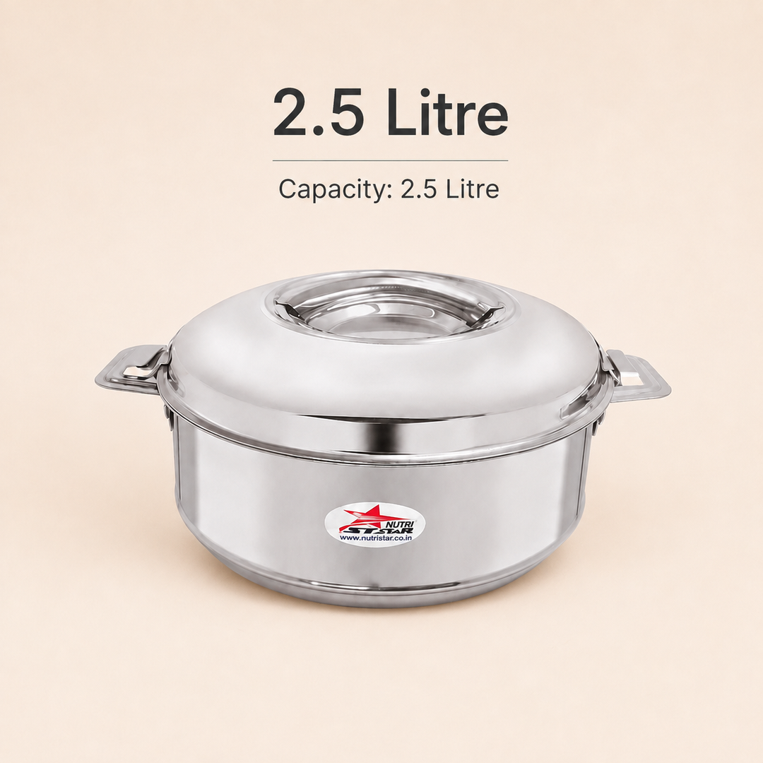 Nutristar stainless steel casserole set with lids and side handles 3 piece