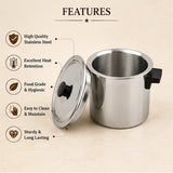 Stainless Steel Milk Boiler, Stainless Steel Lid with Knob, Pack of 1.
