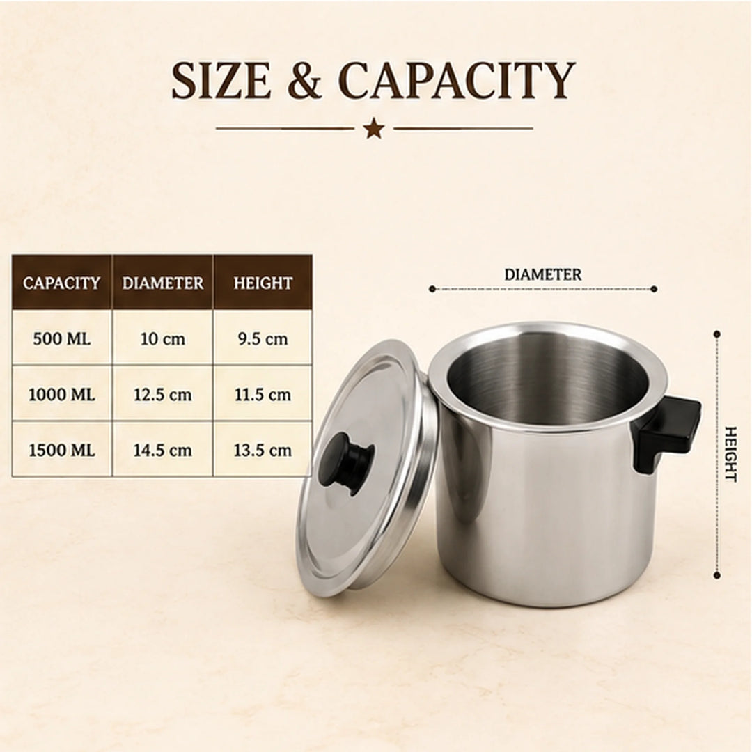 Stainless Steel Milk Boiler, Stainless Steel Lid with Knob, Pack of 1. - uses