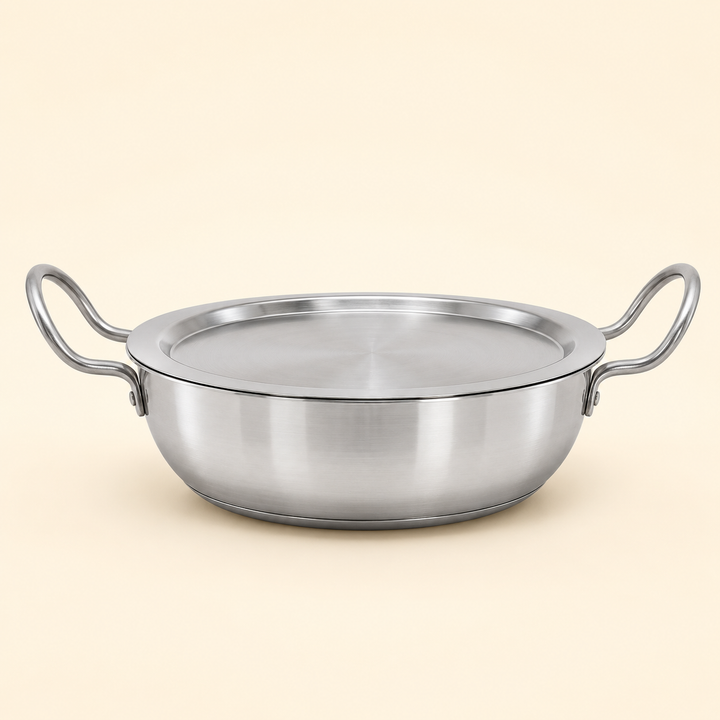 Aluminium Kadai with Stainless Steel Lid | Deep Frying Kadai for Cooking - main product image