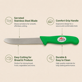 Nutristar stainless steel serrated knife with green handle
