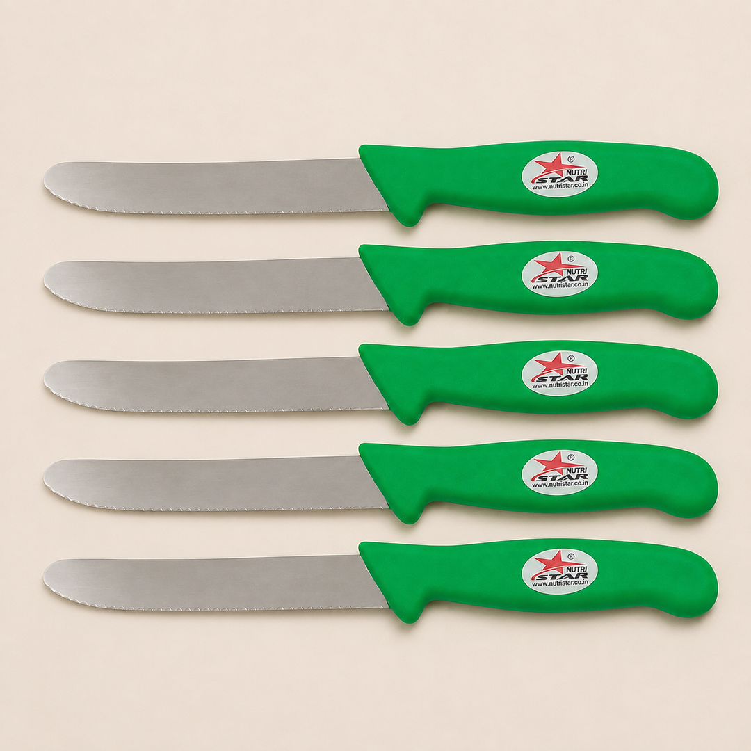 Nutristar stainless steel serrated knife with green handle