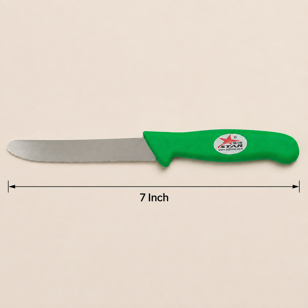 Nutristar stainless steel serrated knife with green handle