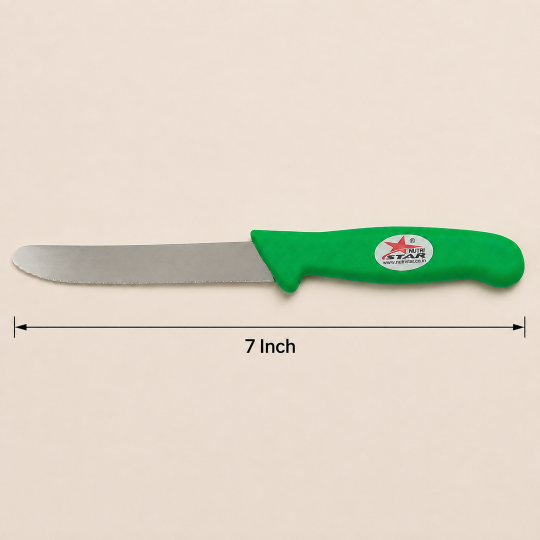 Nutristar stainless steel serrated knife with green handle