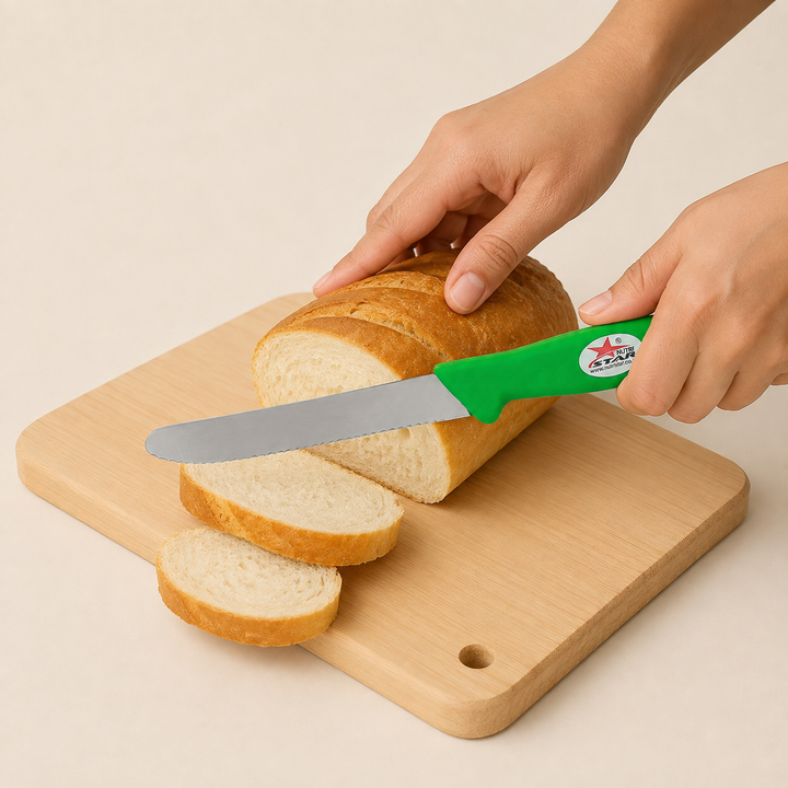 Nutristar stainless steel serrated knife with green handle
