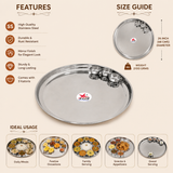 Nutristar stainless steel Maharaja thali with 3 katoris large serving tray