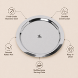 Nutristar stainless steel round dinner plate with raised rim