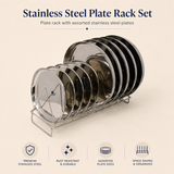 Nutristar stainless steel plate stand with multiple plates for kitchen storage