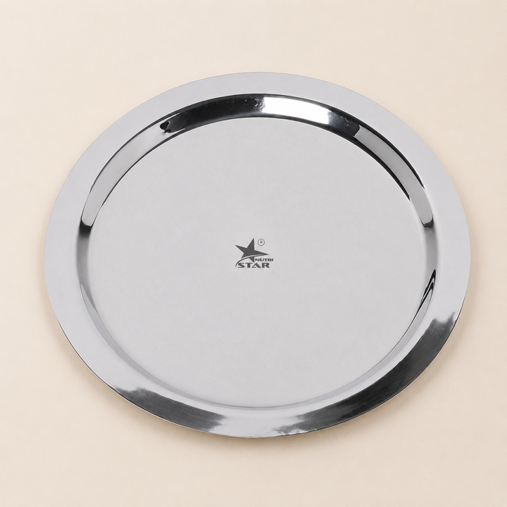 Nutristar stainless steel round dinner plate with raised rim