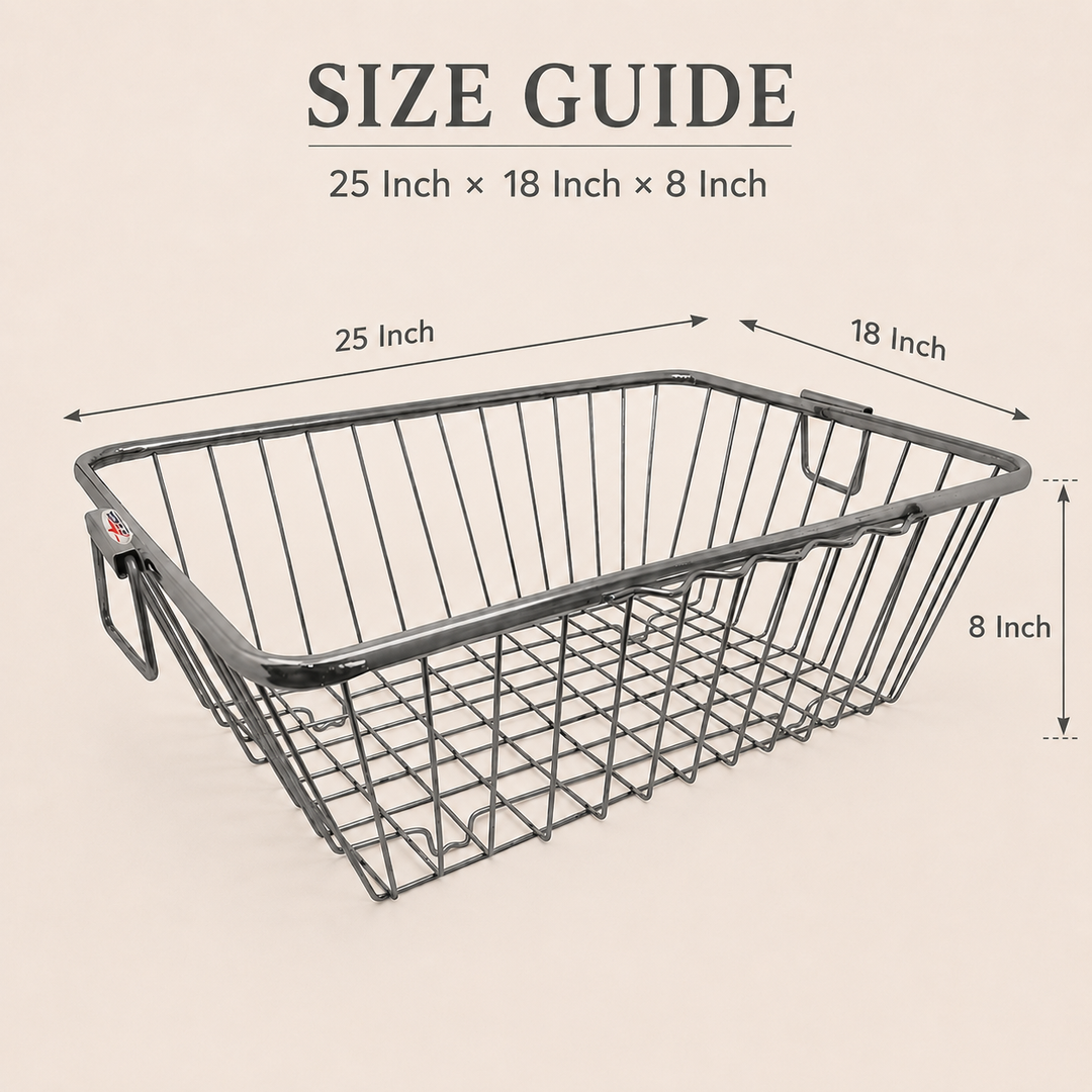 Nutristar stainless steel rectangular dish drainer basket with side handles and open wire grid base
