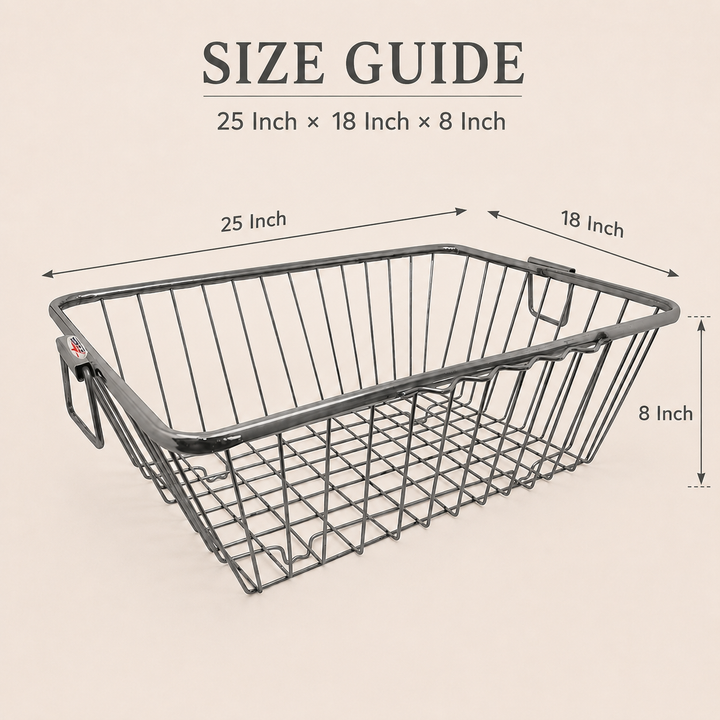 Nutristar stainless steel rectangular dish drainer basket with side handles and open wire grid base