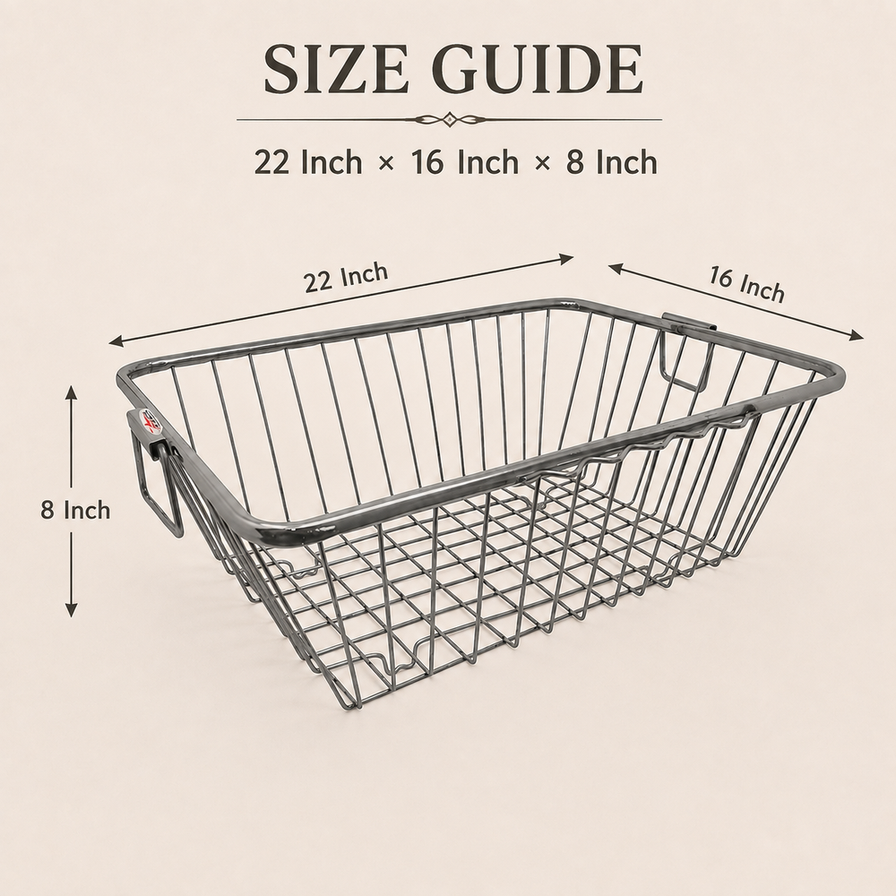 Nutristar stainless steel rectangular dish drainer basket with side handles and open wire grid base