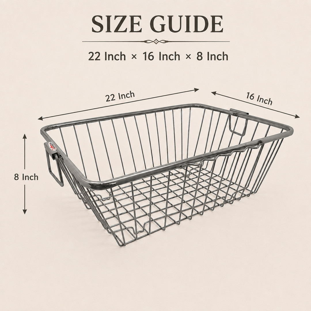 Nutristar stainless steel rectangular dish drainer basket with side handles and open wire grid base