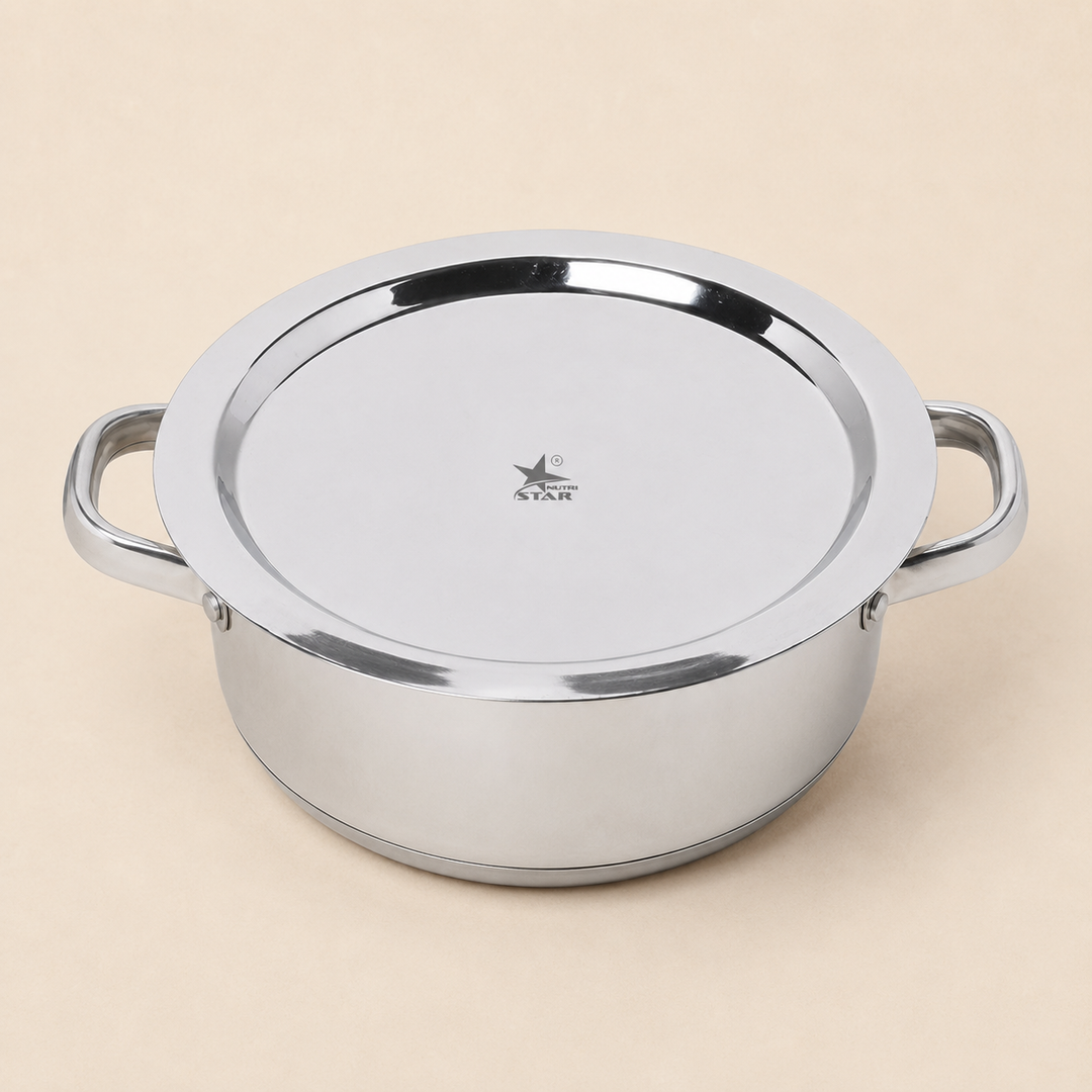 Nutristar stainless steel round dinner plate with raised rim