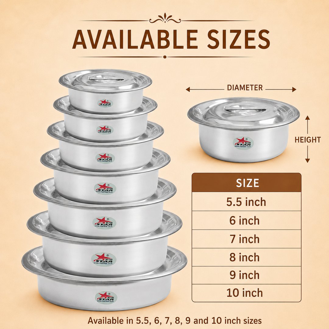 Stainless Steel Serving Dishes with Lid, Serving Bowls, Pack of 6.