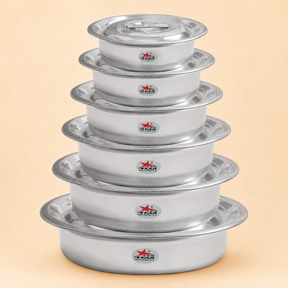 Stainless Steel Serving Dishes with Lid, Serving Bowls, Pack of 6.