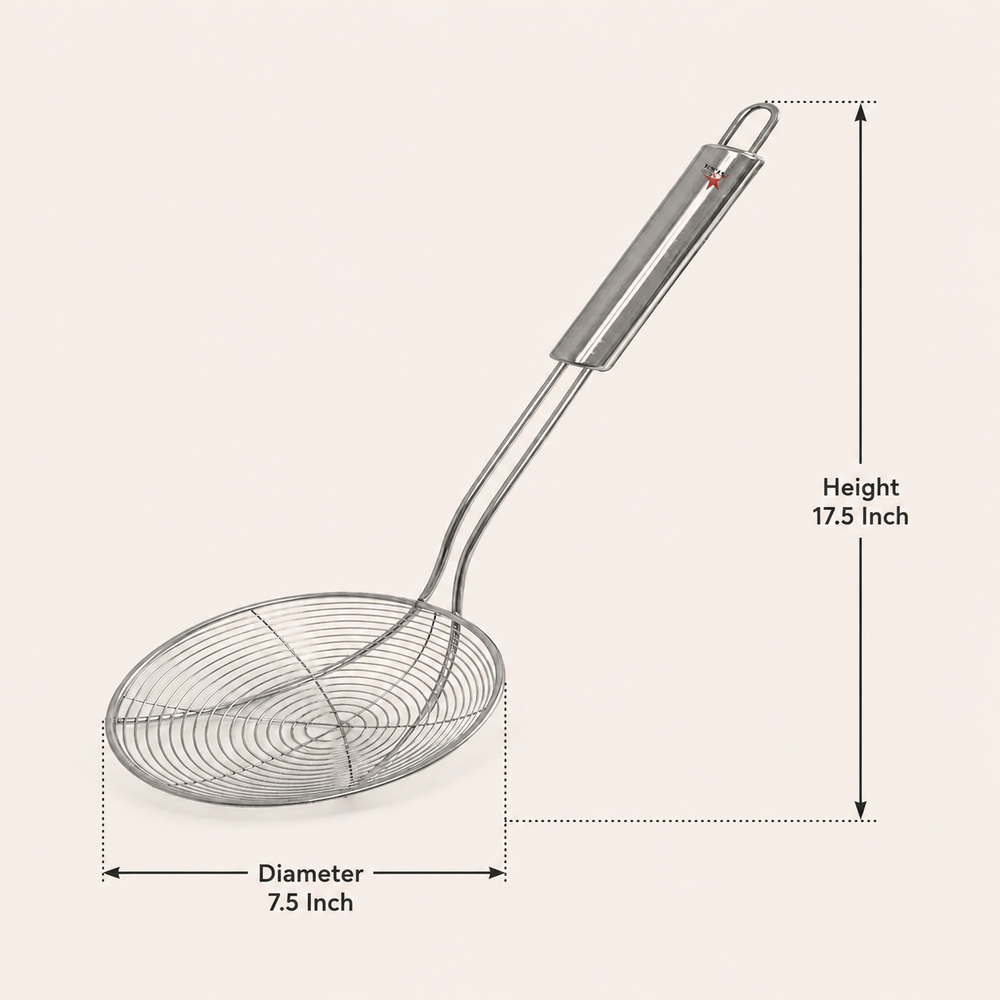 Nutristar stainless steel wire skimmer strainer with long handle