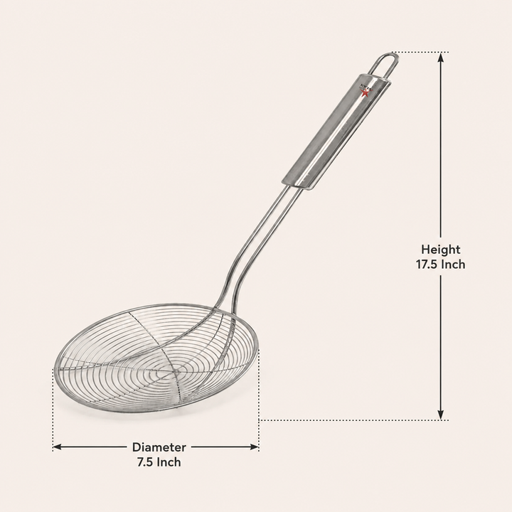 Nutristar stainless steel wire skimmer strainer with long handle