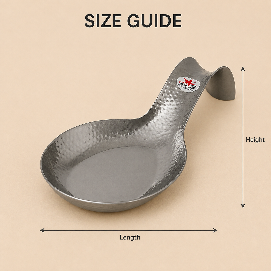 Nutristar stainless steel spoon rest and ladle holder with deep bowl and curved hammered handle