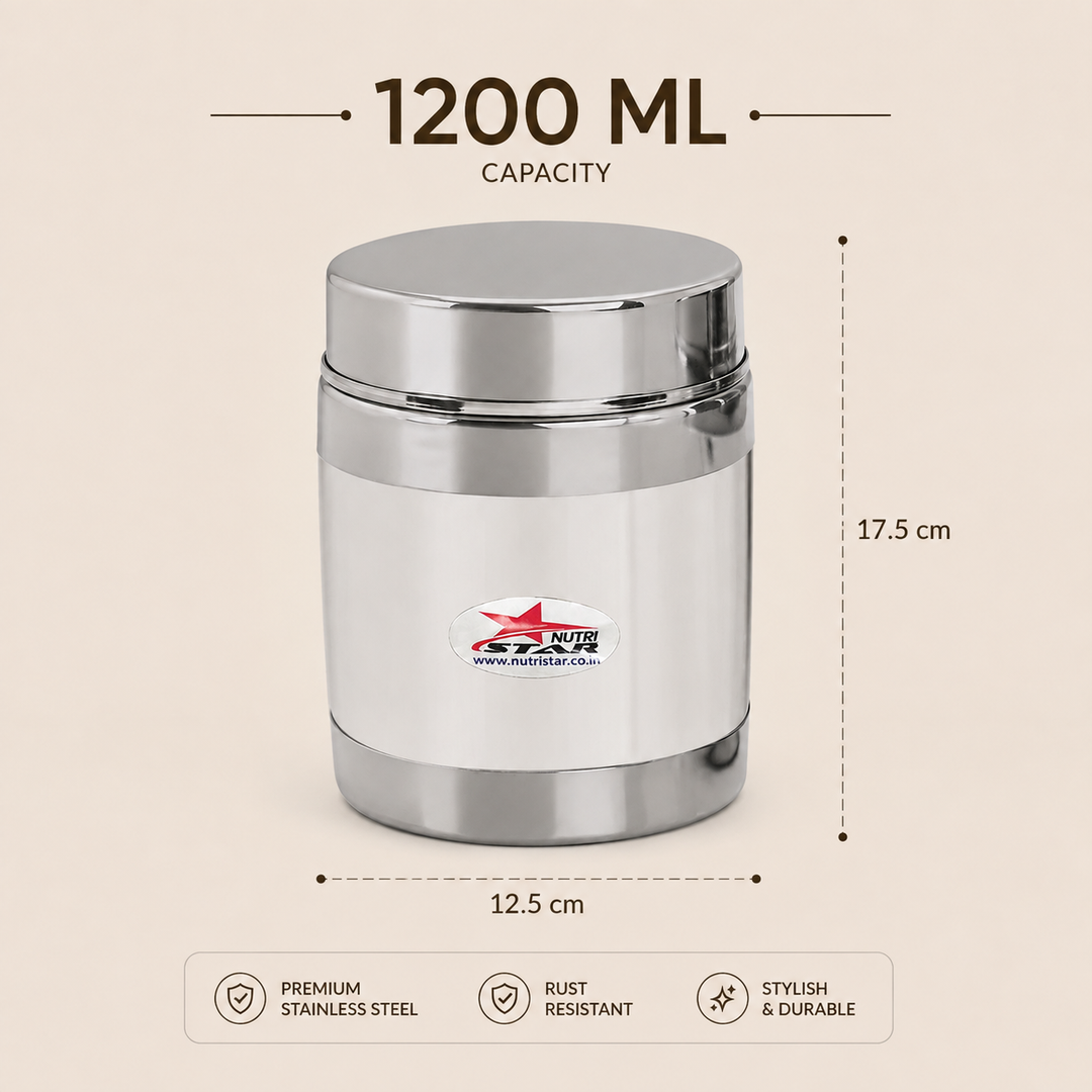 Nutristar stainless steel storage container with fitted lid