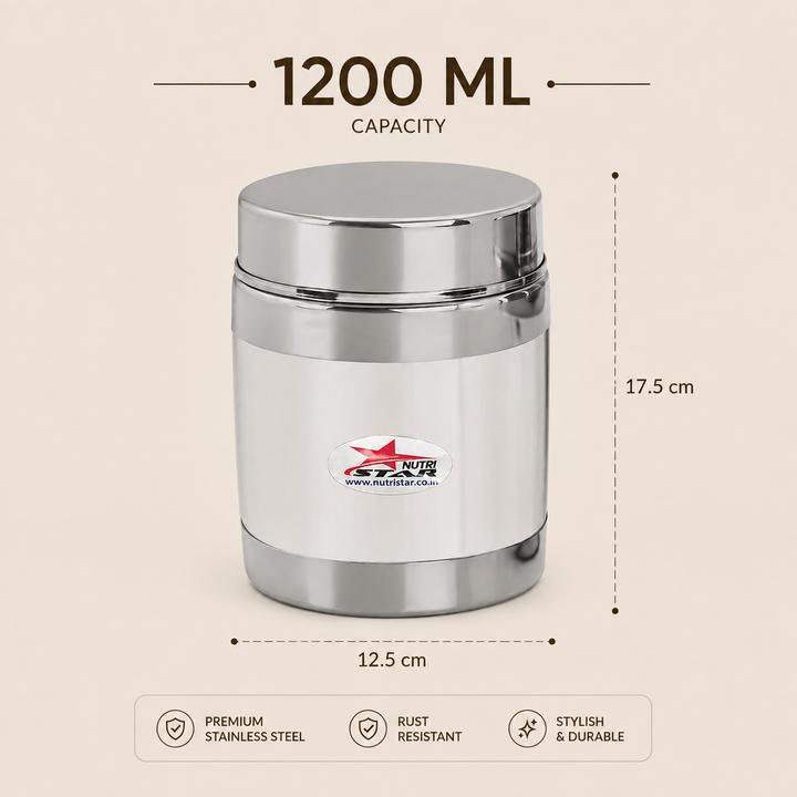 Nutristar stainless steel storage container with fitted lid