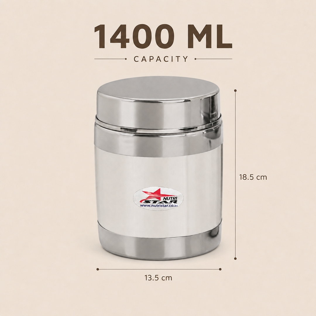 Nutristar stainless steel storage container with fitted lid