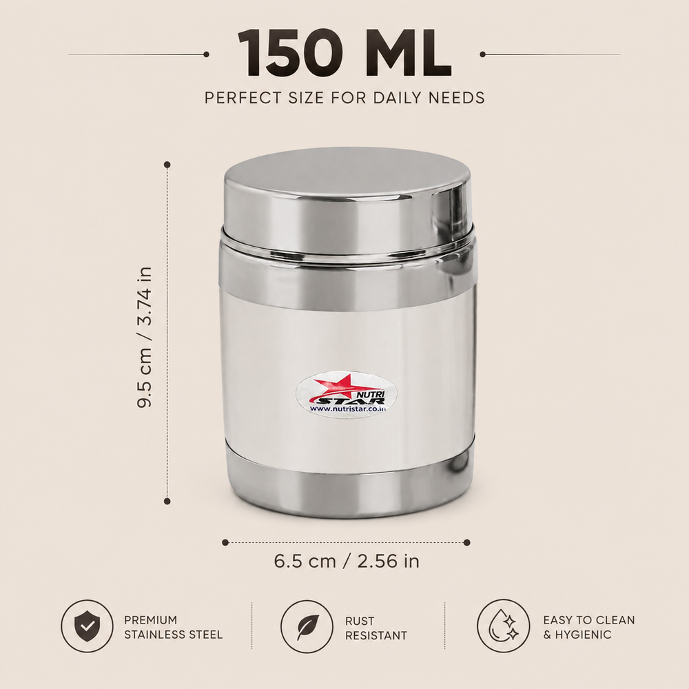 Nutristar stainless steel storage container with fitted lid