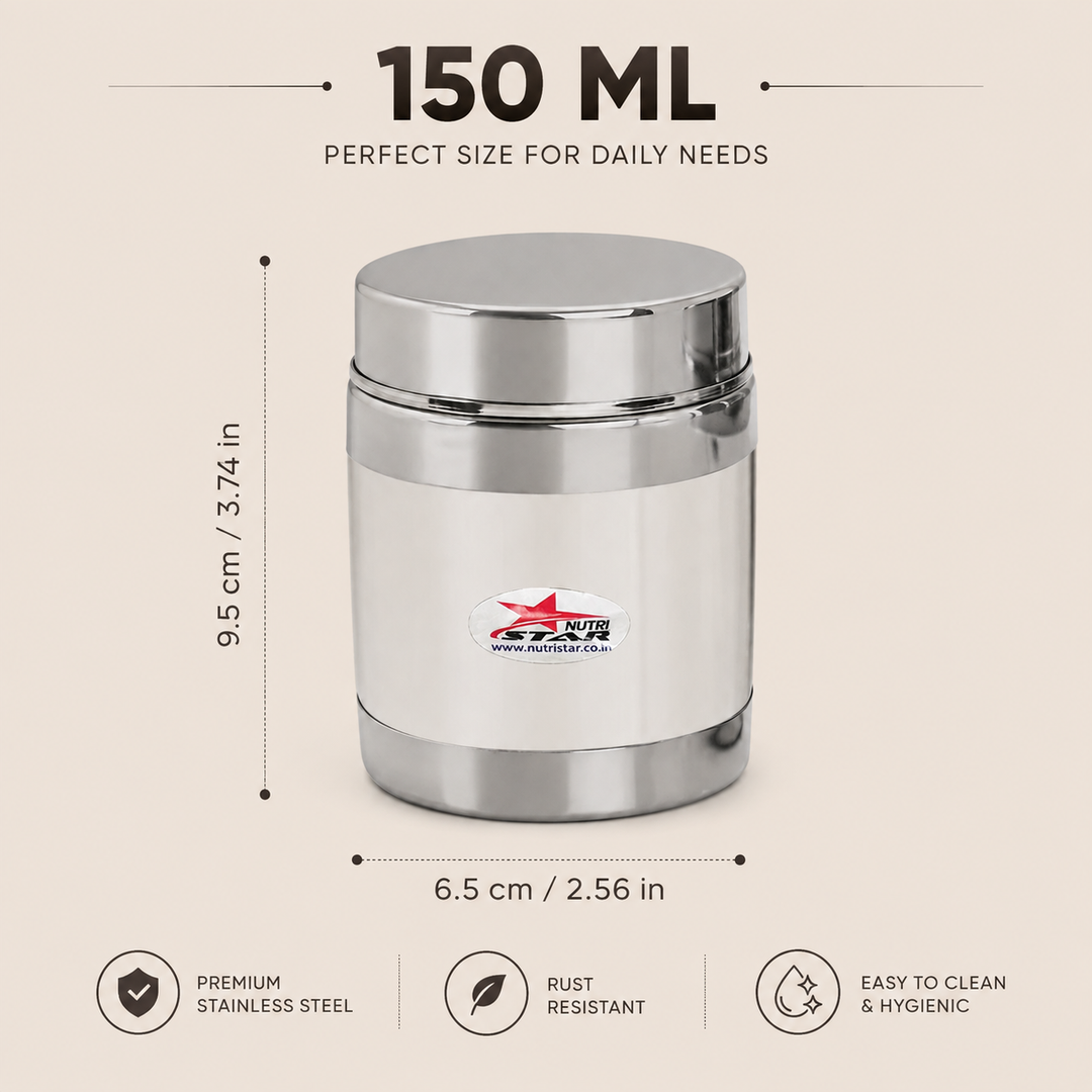 Nutristar stainless steel storage container with fitted lid