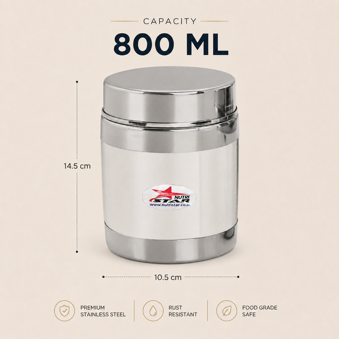 Nutristar stainless steel storage container with fitted lid