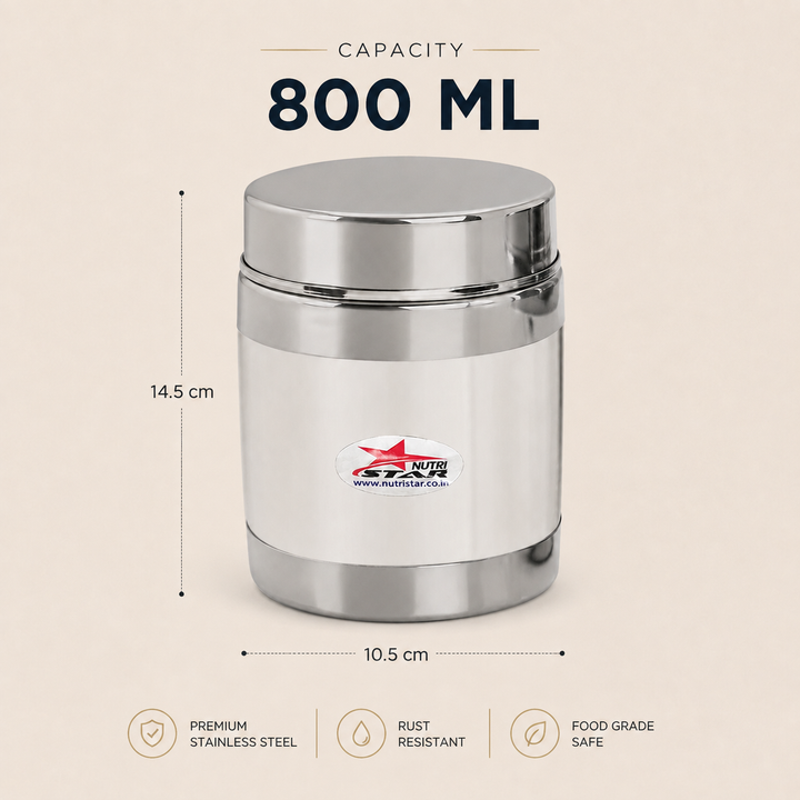 Nutristar stainless steel storage container with fitted lid