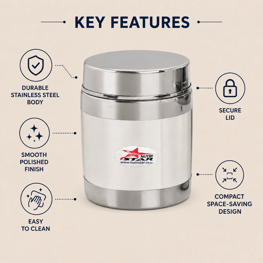 Nutristar stainless steel storage container with fitted lid