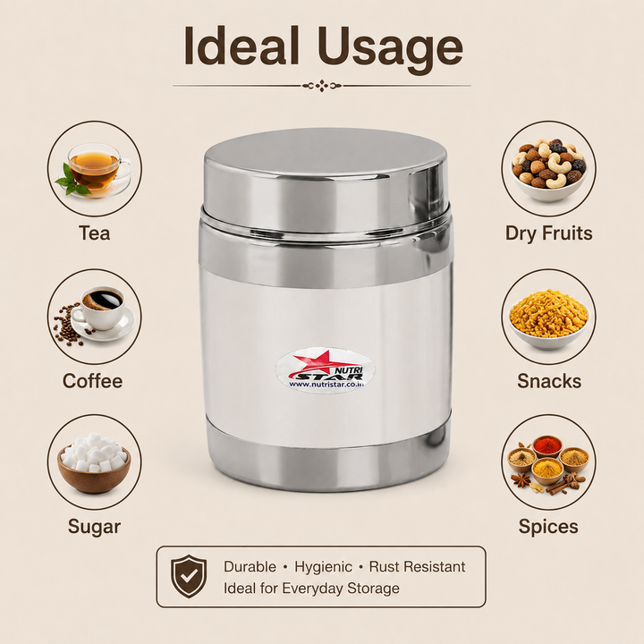 Nutristar stainless steel storage container with fitted lid