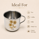 Nutristar stainless steel floral tea cup with handle