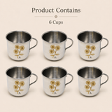 Nutristar stainless steel floral tea cup with handle