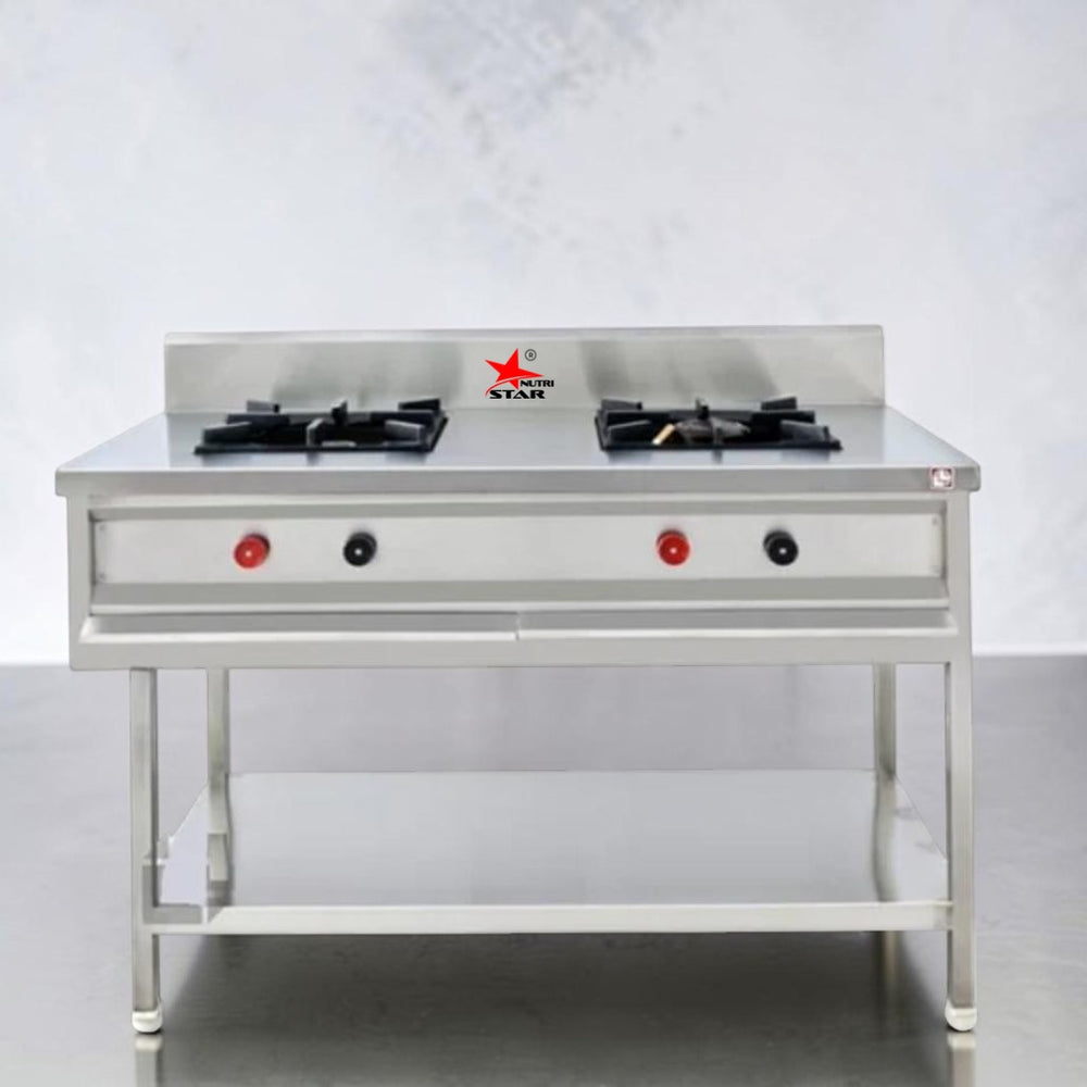 Nutristar Stainless Steel Two Burner Indian Range Stove | Commercial Stove