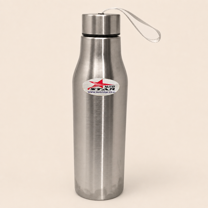 Nutristar stainless steel water bottle with carry strap 1 litre