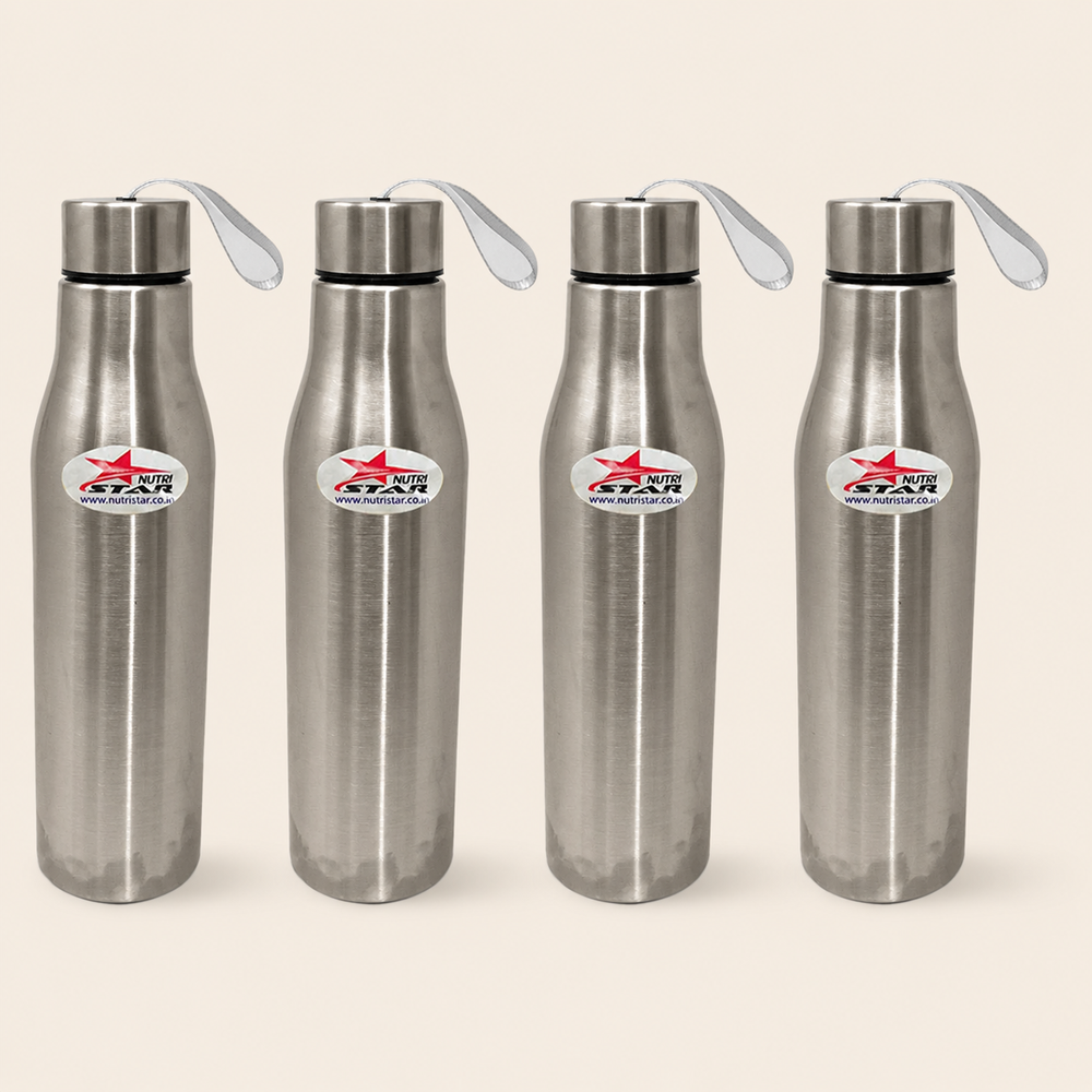 Nutristar stainless steel water bottle with carry strap 1 litre