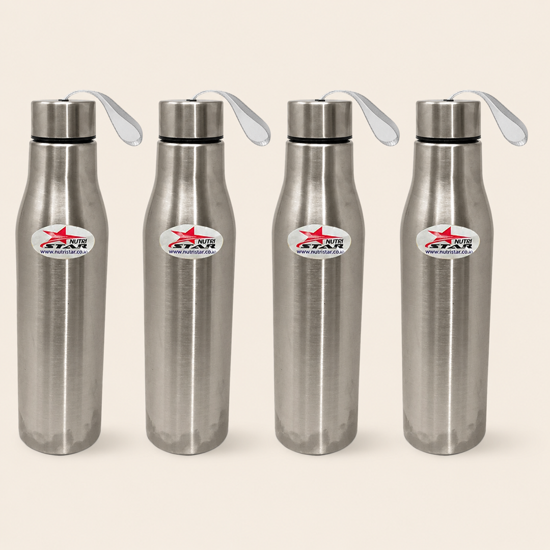 Nutristar stainless steel water bottle with carry strap 1 litre