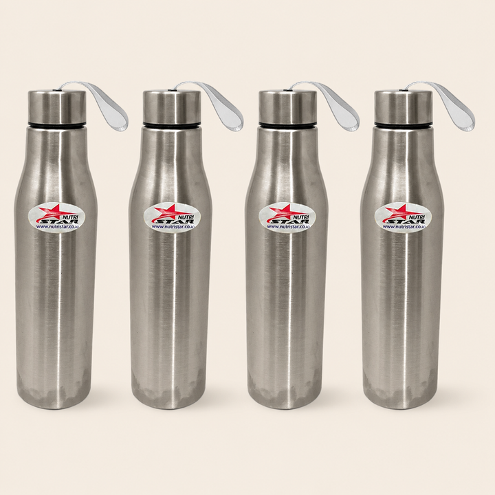 Nutristar stainless steel water bottle with carry strap 1 litre