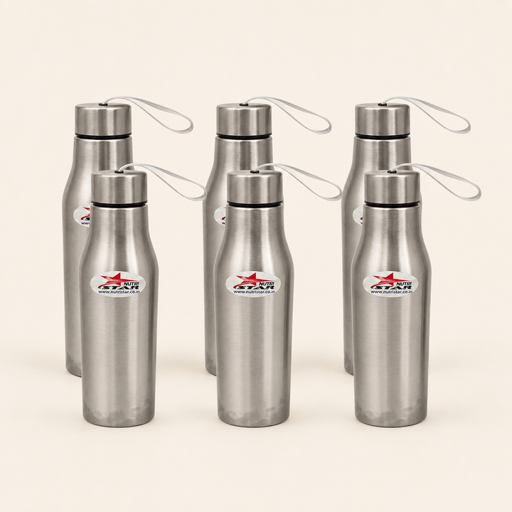 Nutristar stainless steel water bottle with carry strap 1 litre