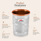 Nutristar stainless steel drinking glasses with copper inner lining and dual tone finish