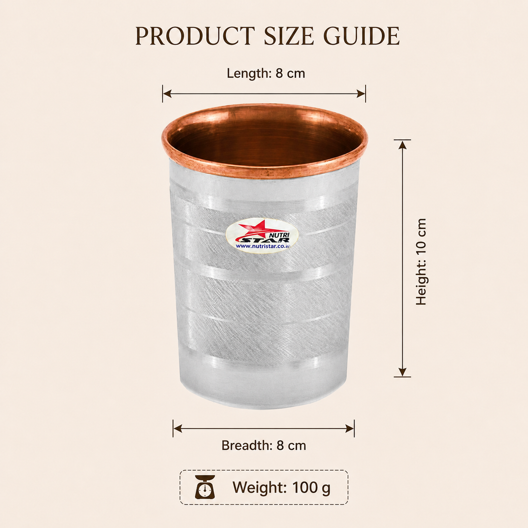 Nutristar stainless steel drinking glasses with copper inner lining and dual tone finish