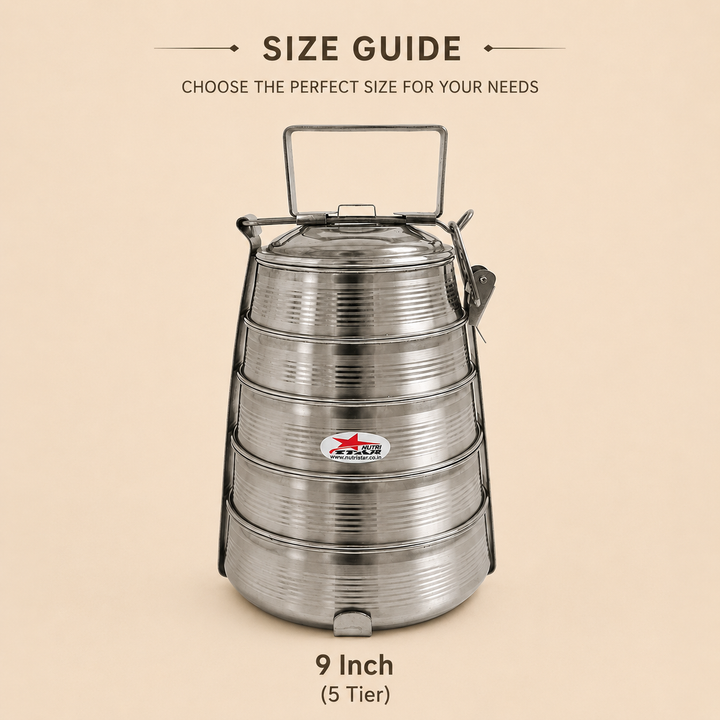 Nutristar stainless steel multi tier tiffin lunch box with carry handle