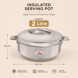 Nutristar stainless steel insulated casserole with lid and twin side handles